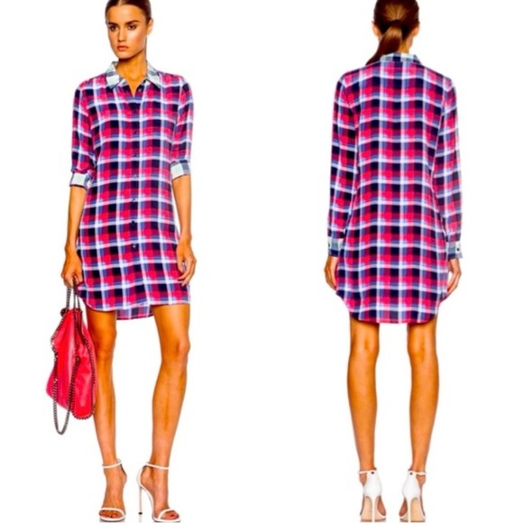 Equipment Long Sleeve Plaid Button Front Shirt Dress Size Small - Picture 1 of 7